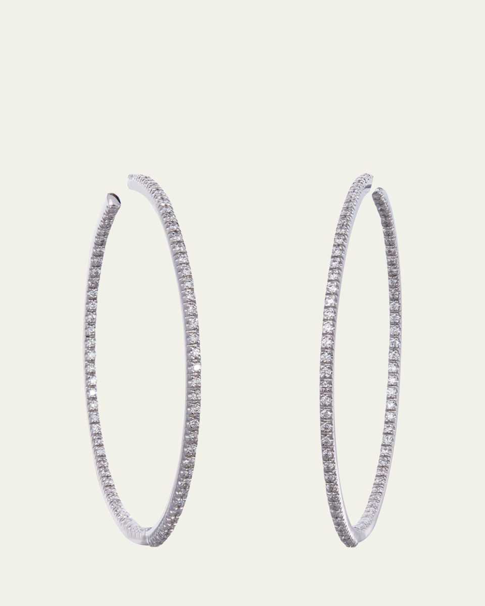 18K White Gold Perfect Hoop Earrings with Diamonds